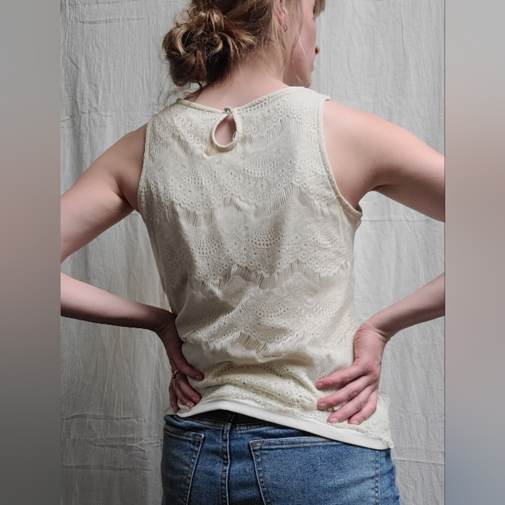Cream Lace Tank Top